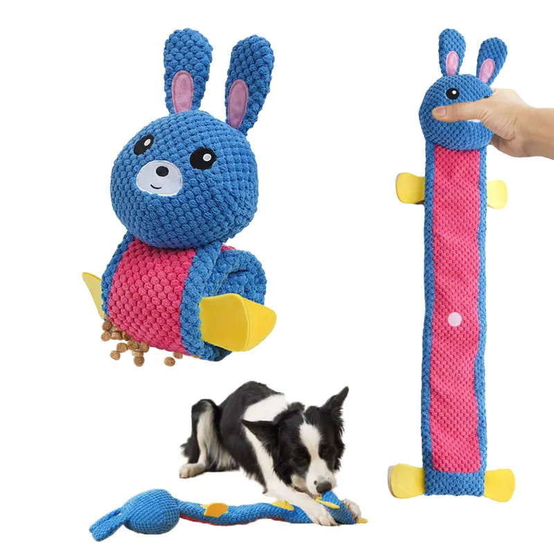 Peluche de perro en forma de Animal sin relleno, rompecabezas para perros, juguetes para masticar, juguete interactivo duradero para mascotas, juguete arrugado chirriante para perros