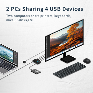 USB3.0 KVM切换器2x4 USB切换器选择器2端口共享4台键盘鼠标打印机设备4端口集线器usb-a * 3 & usb-c * 1 - Product Image 3