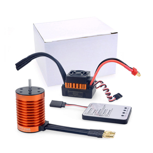 มอเตอร์กันน้ำแบบไร้แปรงถ่านพร้อมการ์ดโปรแกรม LED สำหรับ1/10รถบรรทุก RC 1/16 1/14เรือโดรน FPV 3650 3900KV - Product Image 1