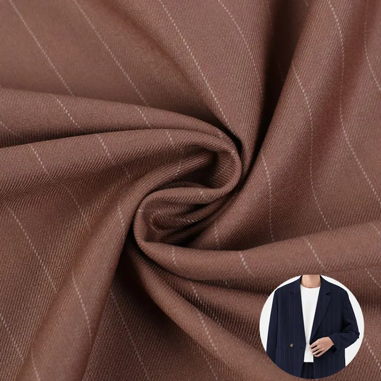 Fabricante textil de alta calidad, tela de traje de hombre de poliéster TR tejida teñida con hilo colorido para venta al por mayor
