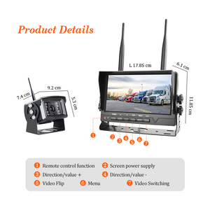 Monitor inalámbrico de 7 pulgadas con visión nocturna, grabadora de respaldo inverso, sistema de cámara de camión de 2,4g con función de pantalla dividida - Product Image 3