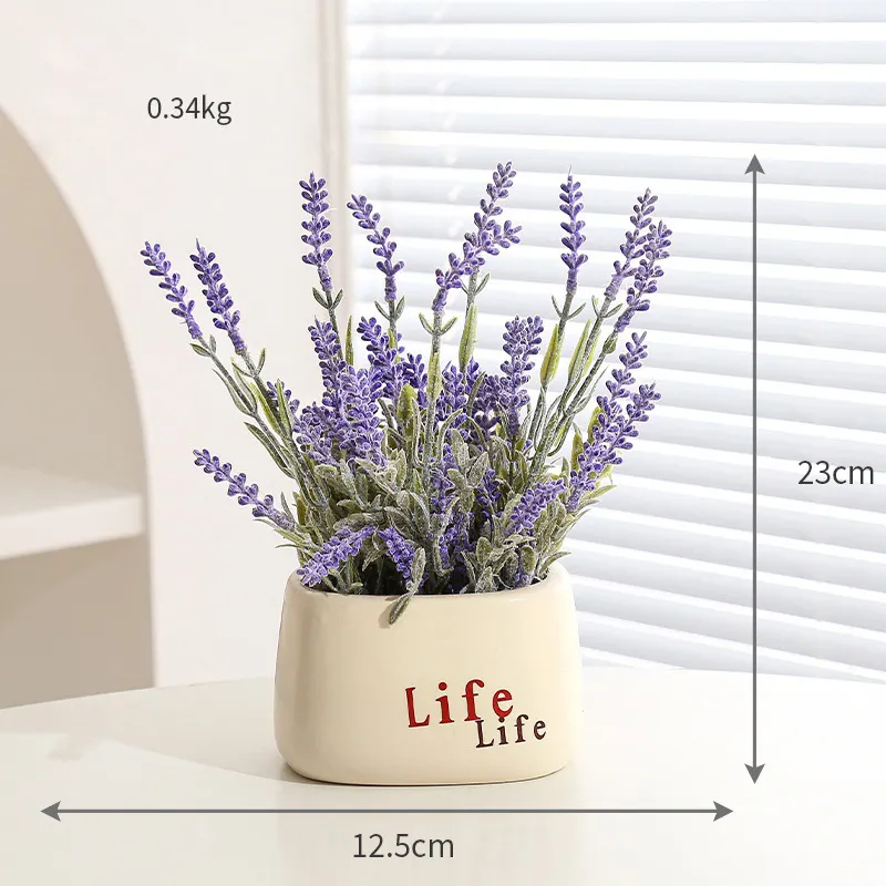Wholesale Small Lavender Artificial Flower Pot Faux Potted Plants Decorative Faux Lavender Flowers Artificial Flower