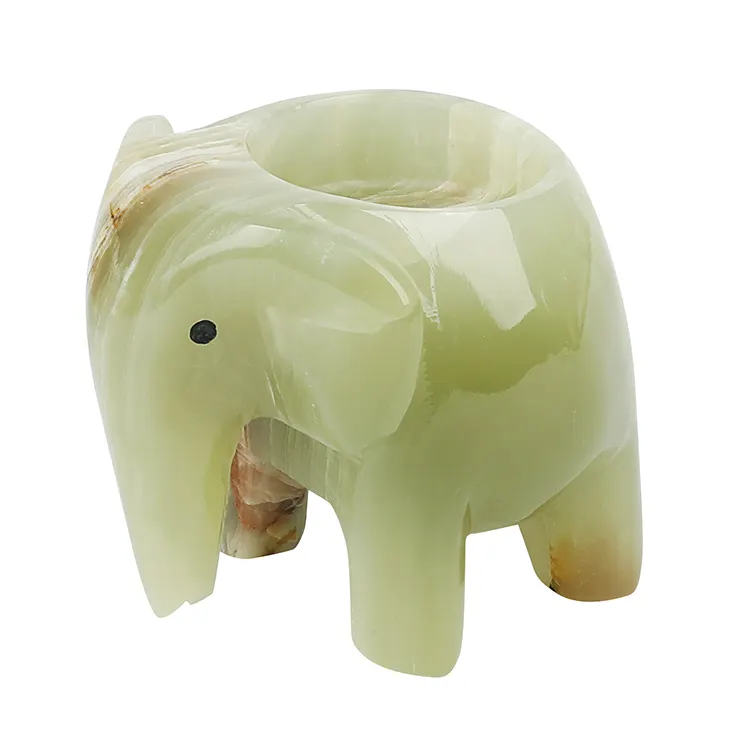 Vela de Jade con forma de elefante para el hogar, hecho a mano candelabro, Natural, de 3 pulgadas, de mármol, para boda y Navidad