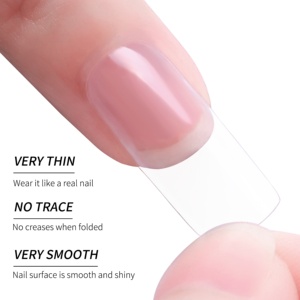 100PCS/Box Acrylic False Nail <strong>Tips</strong> French Half Cover Square Nail <strong>Tips</strong> Natural Transparent <strong>Thin</strong> Press on Nails - Product Image 4