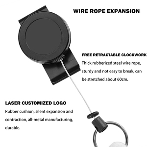 Nhiệm vụ nặng nề có thể thu vào Keychain 360 xoay thiết kế có thể thu vào huy hiệu Reel chủ với 60cm dây thép vòng chìa khóa vành đai Clip - Product Image 6