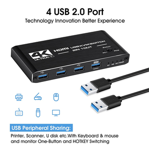 HDMI <strong>KVM</strong> <strong>Switch</strong> 2x1 Splitter USB 3.0 <strong>KVM</strong> Switcher USB <strong>2</strong> in <strong>1</strong> Out 4K 60Hz for Computer Monitor Keyboard EDID PC HDCP <strong>2</strong>.<strong>2</strong>