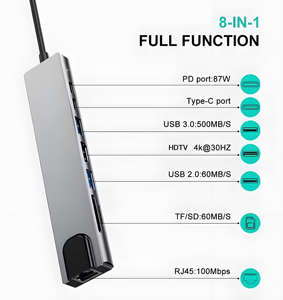 端口12合1 C型集线器坞站，带双高清电视标清TF USB 3.1 USB-C PD RJ45音频USB集线器适配器，适用于Macbook电脑 - Product Image 4