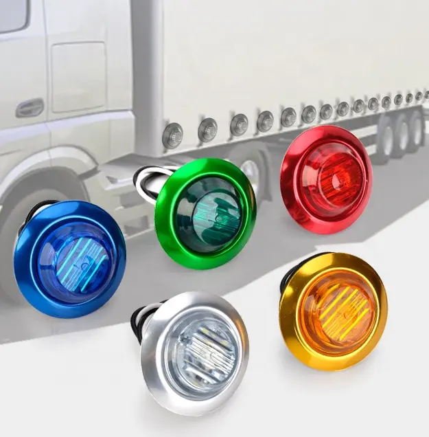 HST-20151 xe tải Trailer đèn tín hiệu 3LED Chrome 3/4 "Side Marker Lights Led Xe tải Trailer Vòng Side Bullet ánh sáng hổ phách đỏ