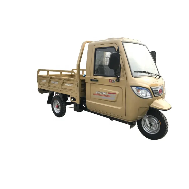 C2 best-seller caminhão triciclo de carga a gasolina cabine fechada de alta qualidade com assento grande caixa de carga mini van