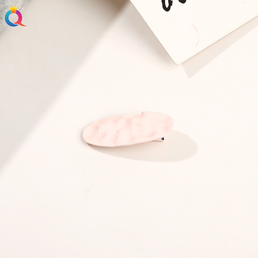 Metal Alligator Clip - 4cm Concave - Convex Oval Snow White