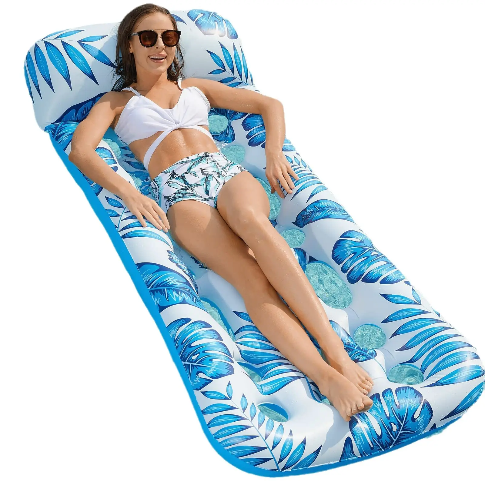 Rede de água de luxo personalizada com guarda-sol para adultos, cama flutuante para natação, espreguiçadeira inflável para baratas e piscina