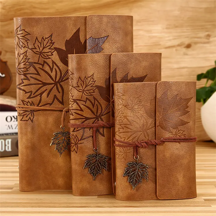 Custom Classical Loose Leaf Journal PU Soft Leather Cover Dotted Grid Lined Printing Dairy Notebook