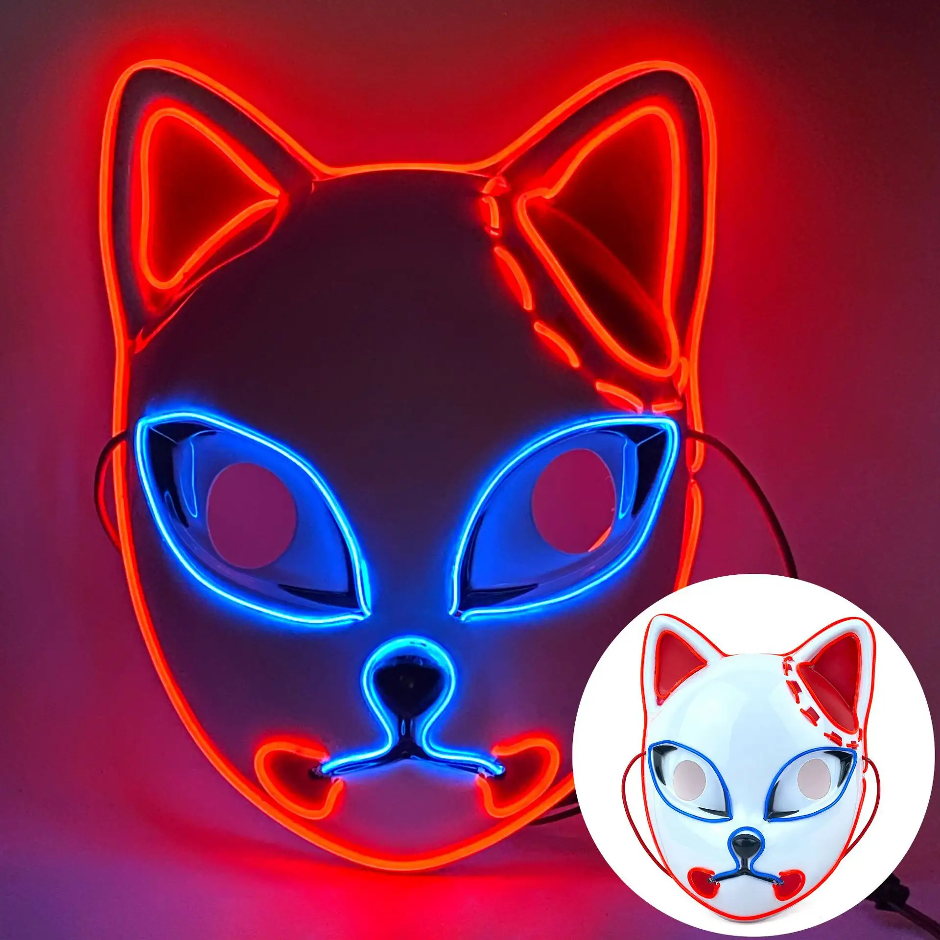 Prix usine masques de fête visage halloween renard cosplay accessoires halloween décoration avec masques lumineux LED