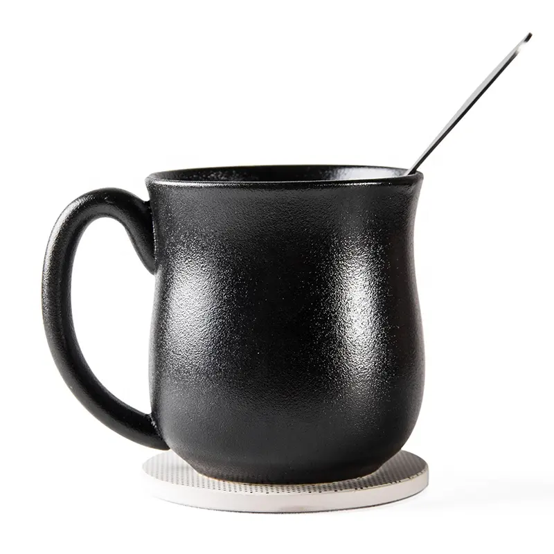Factory custom Laser engraving ceramic water/coffee/tea/beer cup black porcelain coffee mugs drinking cups