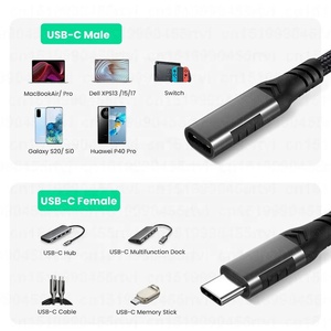 Xput 10Gbps HD 4K 60Hz USB3.1 USB 3.1 Gen2 USB Type-C ตัวผู้ไปยัง Type-C ตัวผู้เป็นตัวแปลงสายวิดีโอข้อมูล USB-C ตัวเมีย - Product Image 6