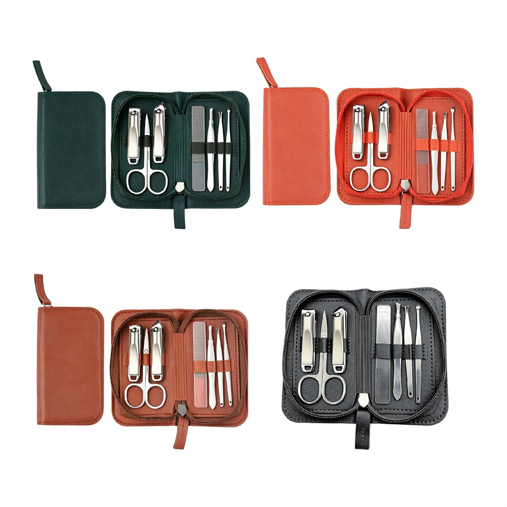 Trousse de manucure 7 pièces personnalisée avec étui en cuir pour voyage