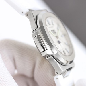 Sang trọng superclone mặt trăng giai đoạn xem với đầy đủ Lịch hiển thị bạc Thép không gỉ trường hợp trắng cao su dây đeo Hộp quà tặng - Product Image 6