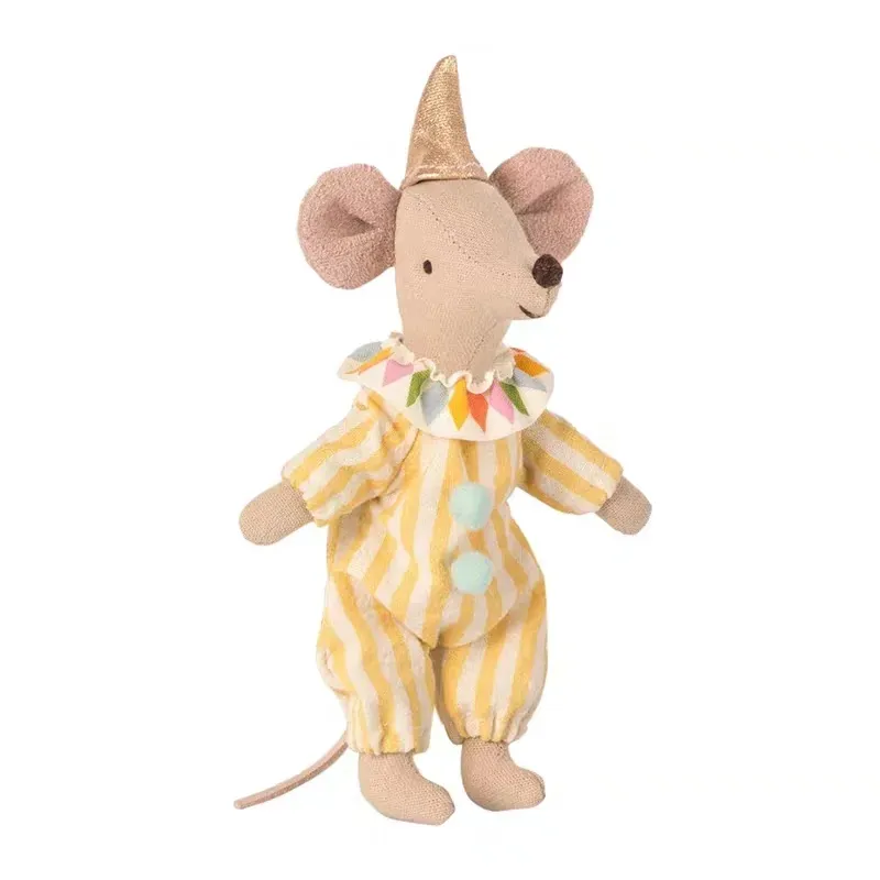 Jouet en peluche mignon souris Offre Spéciale portant une tenue de clown rayé souris en peluche douce avec chapeau pour enfants cadeau