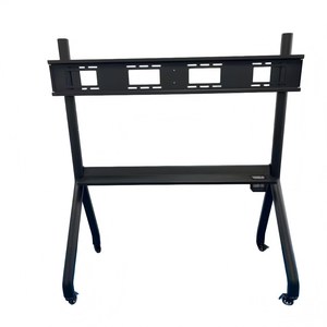 Suporte de TV Móvel Ajustável com Rodízios com Trava, Suporte VESA para Tela Plana em Ferro, Aço Inoxidável e Alumínio com Acabamento em Pó - Product Image 1