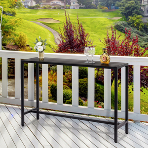55&quot; Outdoor Bar <strong>Table</strong> with Adjustable Feet, Rectangle Narrow <strong>Counter</strong> <strong>Height</strong> <strong>Table</strong> - Product Image 3