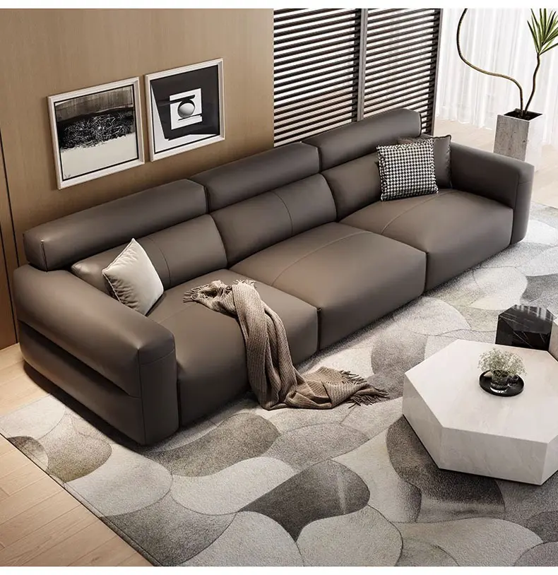 Combinaison de canapés d'angle en cuir en forme de U, ensemble de canapés pour salon, mobilier de salon, canapé lumineux en cuir de luxe