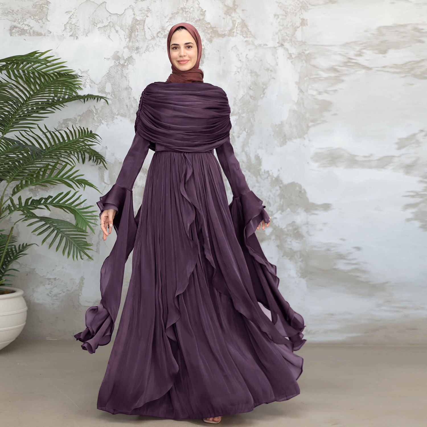 vestido morado oscuro