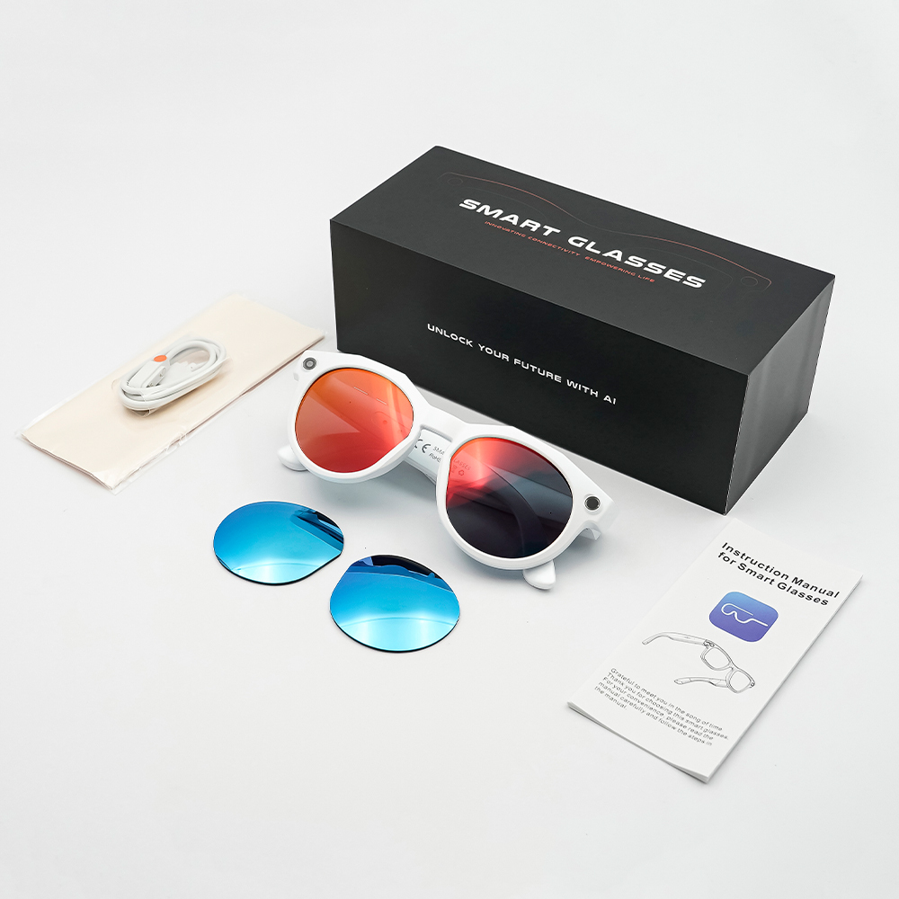 White frame +blue lenses+red lenses