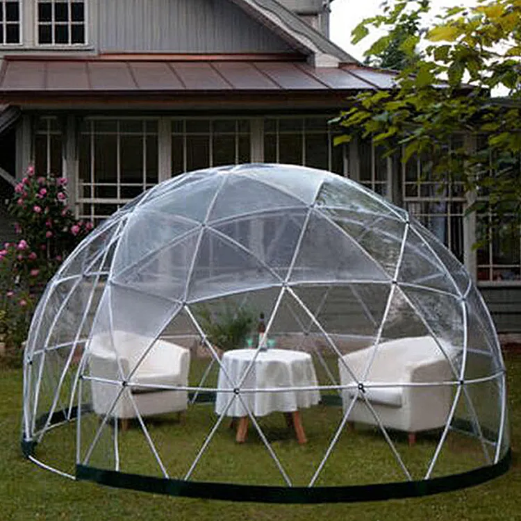 Không Thấm Nước Ngoài Trời Trong Suốt 6-8 Người Geodesic Dome Lều Nhỏ Pvc Rõ Ràng Nhựa Vườn Lều Lều Mái Vòm Để Bán