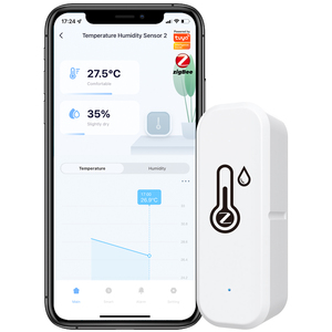 Zigbee-Sensor de temperatura y humedad para interiores, higrómetro, termómetro, Detector de voz, Alarma para Alexa y Google Home - Product Image 1