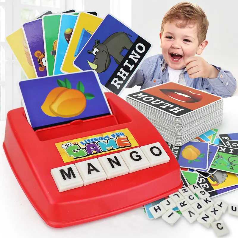 Juego de cartas de juego personalizado para niños, juguete educativo de Aprendizaje Temprano de palabras en inglés, juego de escritura a juego, 3 + edades