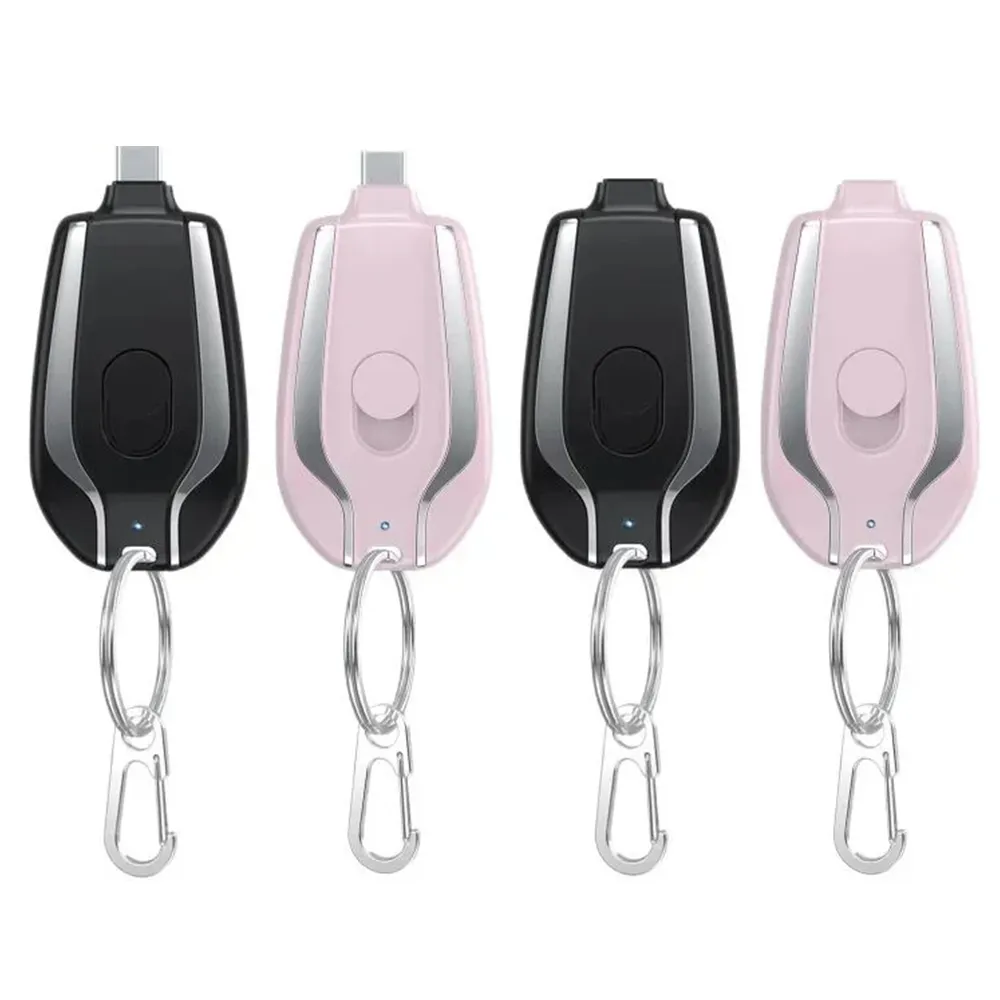 1500mAh Mini Power Emergency Keychain Charger with Type-C Ultra-Compact Mini Power Bank Fast Charging Backup Power Bank