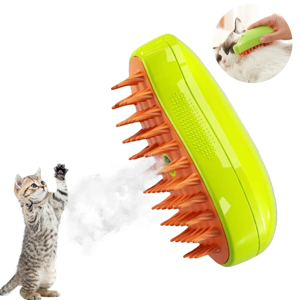 Prodotti per animali domestici 2024 vendita calda Logo personalizzato di colore giallo verde mascotte Pet spazzola per la pulizia di animali domestici