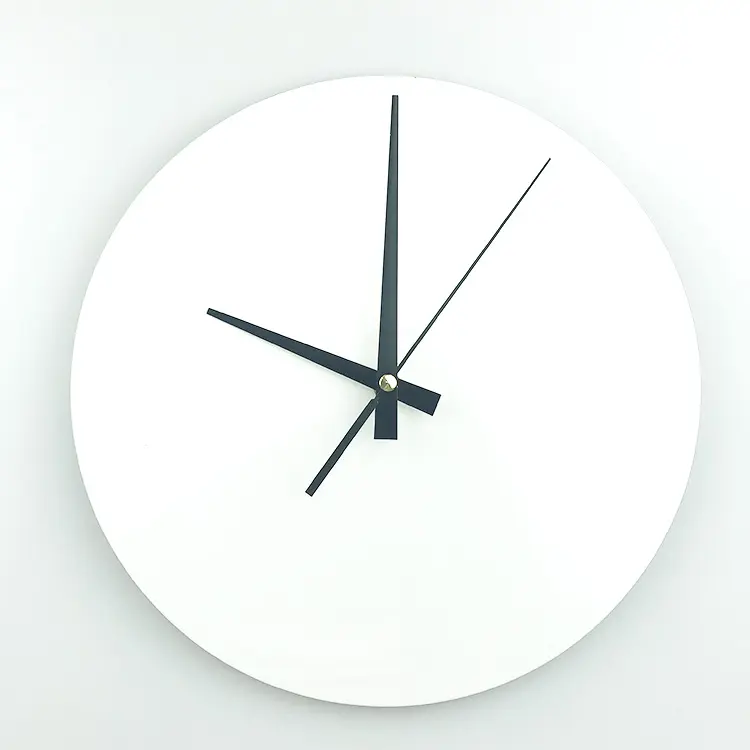 Orologio bianco lucido sublimazione trasferimento di calore Design di stampa fai-da-te orologi con cornice in MDF bianco orologio da parete digitale