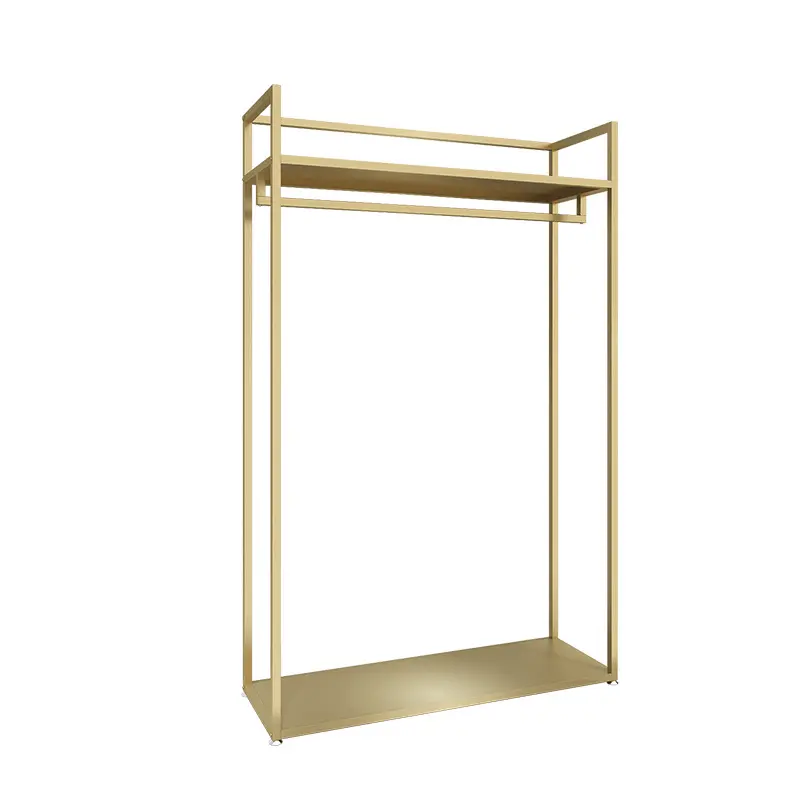 Rose Gold Rack Clothes Boutique Furniture Apparel Shelf Against Wall Metal Clothing Store Display Racks
