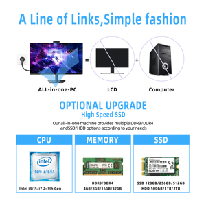 Factory Supply Touch Screen 27 Inch AIO PC Monoblock Core I3 I5 I7 Gaming Desktop <strong>Computer</strong> 16G RAM 256G SSD All in One PC - Product Image 3