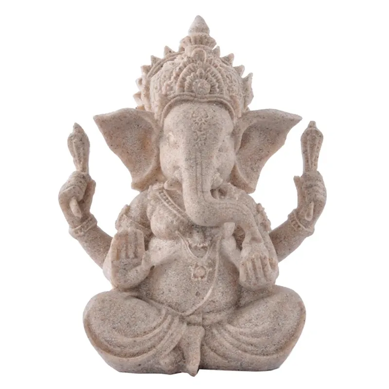 MK Dekorasi Rumah, ornamen Ganesha Resin batu pasir kepala gajah India dewa