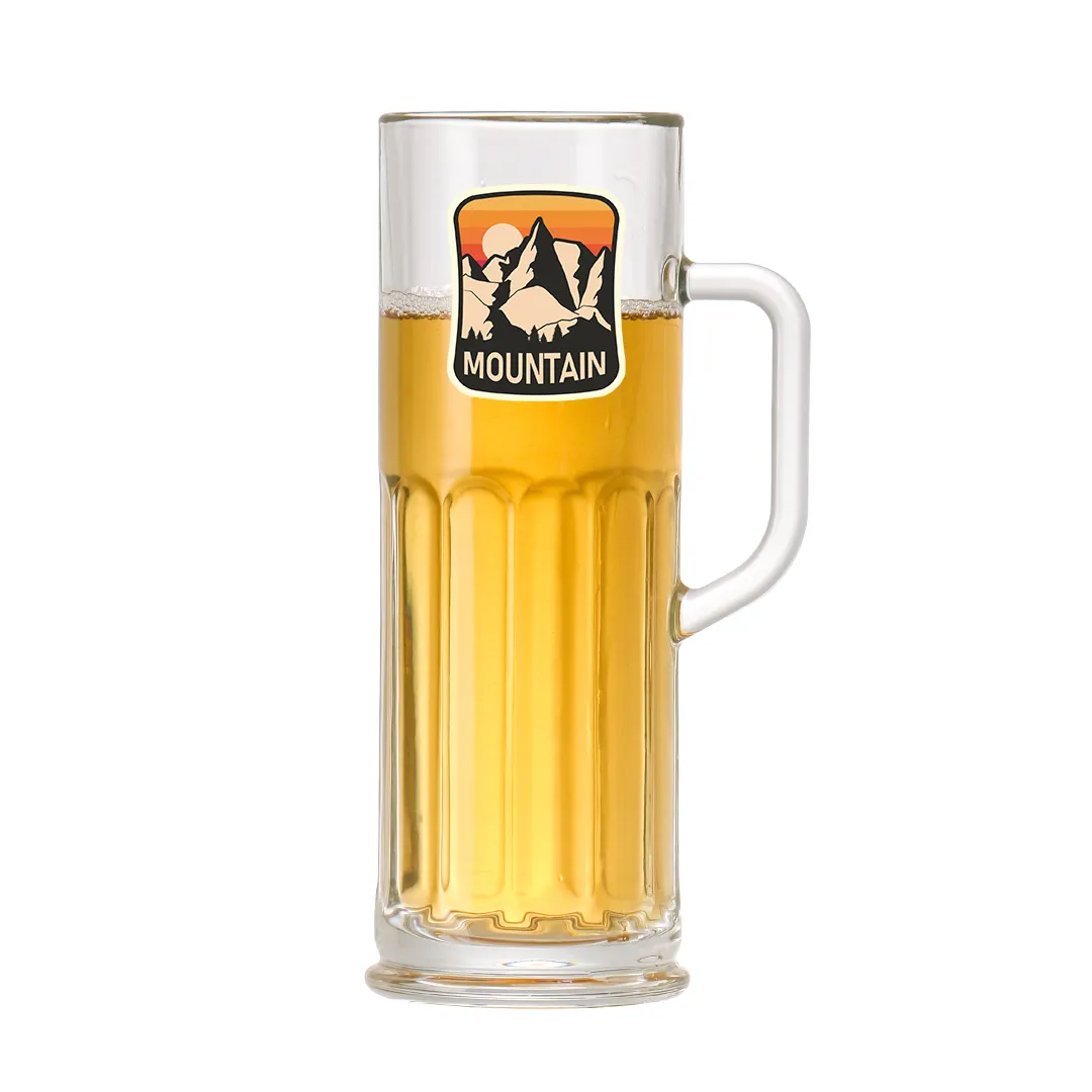 Taza de jarra de cerveza de vidrio esmerilado impresa personalizada, agregue su imagen, fotografía, texto o diseño, taza de vidrio para cerveza
