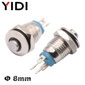 Anello alto 8mm momentaneo 4 Pin pulsante on OFF luce rossa verde blu LED illuminata in metallo interruttore a pulsante 3V 12V 220V - Product Image 2