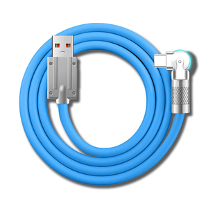 180 dönen hızlı şarj kablosu USB tip C kablosu LED esnek döner bağlayıcı dayanıklı kalın kauçuk güvenlik şarj - Product Image 1