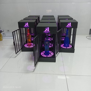 Biểu Tượng Tùy Chỉnh Có Thể Sạc Lại Vàng Đen Lồng Hiển Thị Vip Kim Loại LED Vương Miện Rượu Sâm Banh Chai Lồng Presenter Cho Bar Đảng - Product Image 1