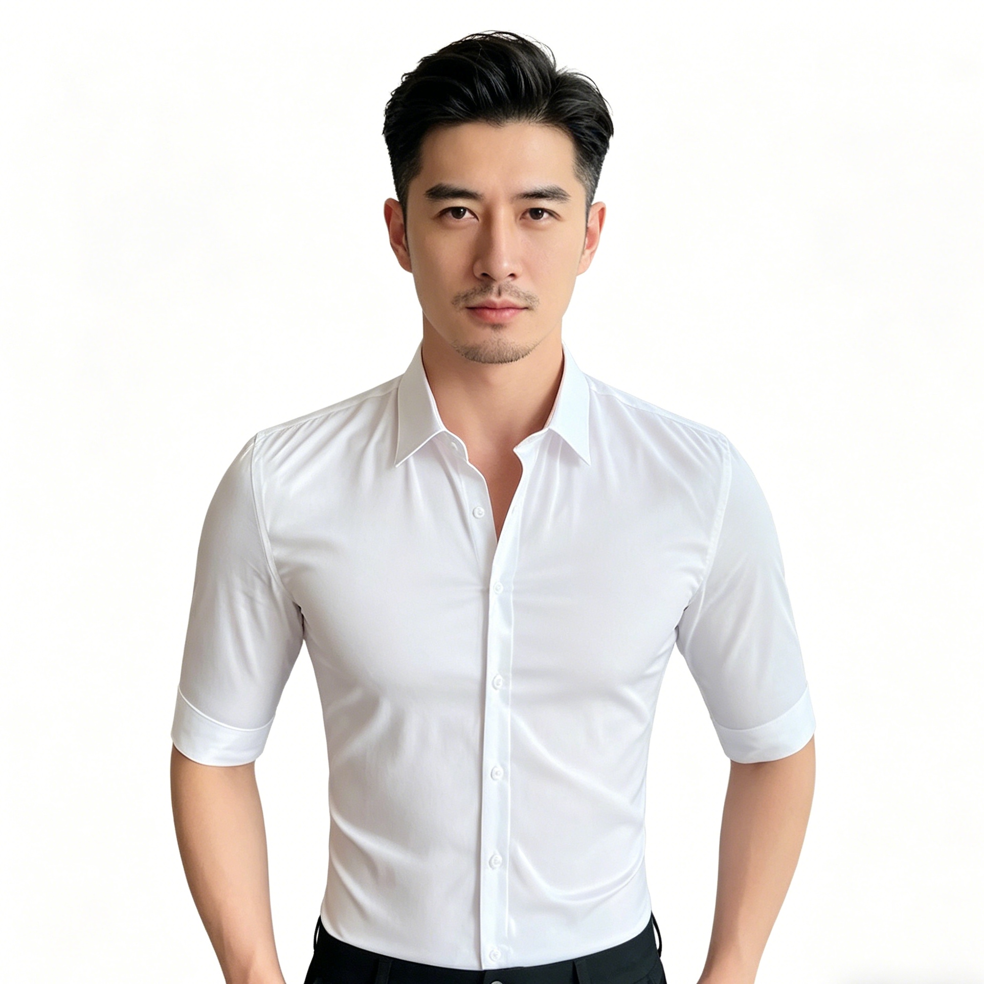Blusa blanca de manga tres cuartos.