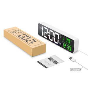 Große Ziffer LED digitale Wanduhr mit Temperatur Datum dekorativ mit 2 Wecker - Product Image 6
