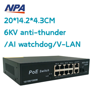 ANPA Factory Direct All-Gigabit-Netzwerk-Switch 250m 8-Port-Poe-Switches 2 Upink 1SFP CCTV 10/100/1000Mbps mit QoS-Funktion - Product Image 2