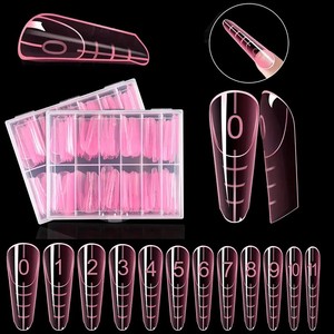 120 adet pembe fransız tırnak çift formları tırnak uzantıları hızlı yapı jel yapay tırnak ipuçları - Product Image 1