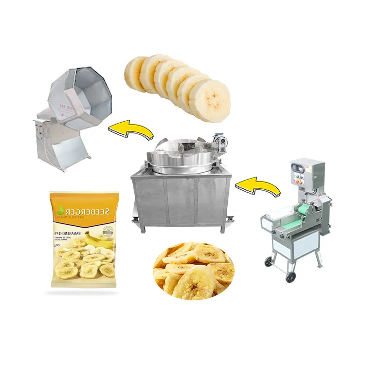 Bananenchips Productielijnen Industriële 300-1000Kg/Uur Volautomatische Kleinschalige Weegbree Chips Maken Machine