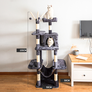 批发流行大型多层猫爬架猫塔豪华毛绒猫爬树带刮板 - Product Image 5
