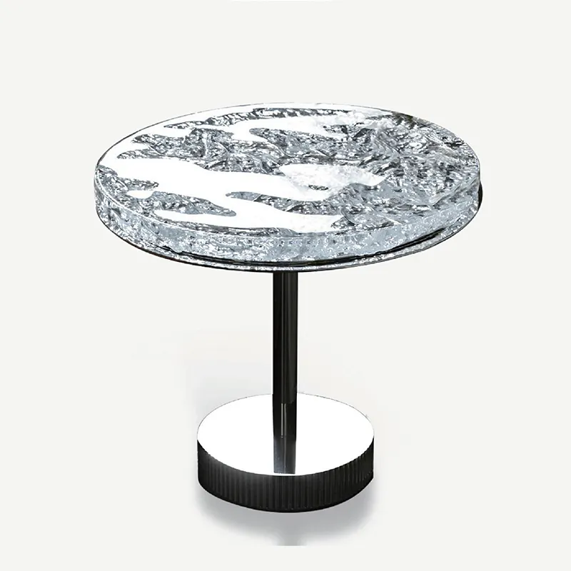 Tavolino moderno rotondo in marmo con Base in metallo nordico