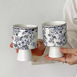 Chinese Style Ceramic Coffee Mug Coffee <strong>Cup</strong> Heat Insulation Glass Goblet Household Latte <strong>Cup</strong> - Product Image 3