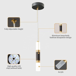 Holohatal Modern mutfak ada aydınlatma armatürü, siyah altın Mini LED modern basit temel avize - Product Image 5