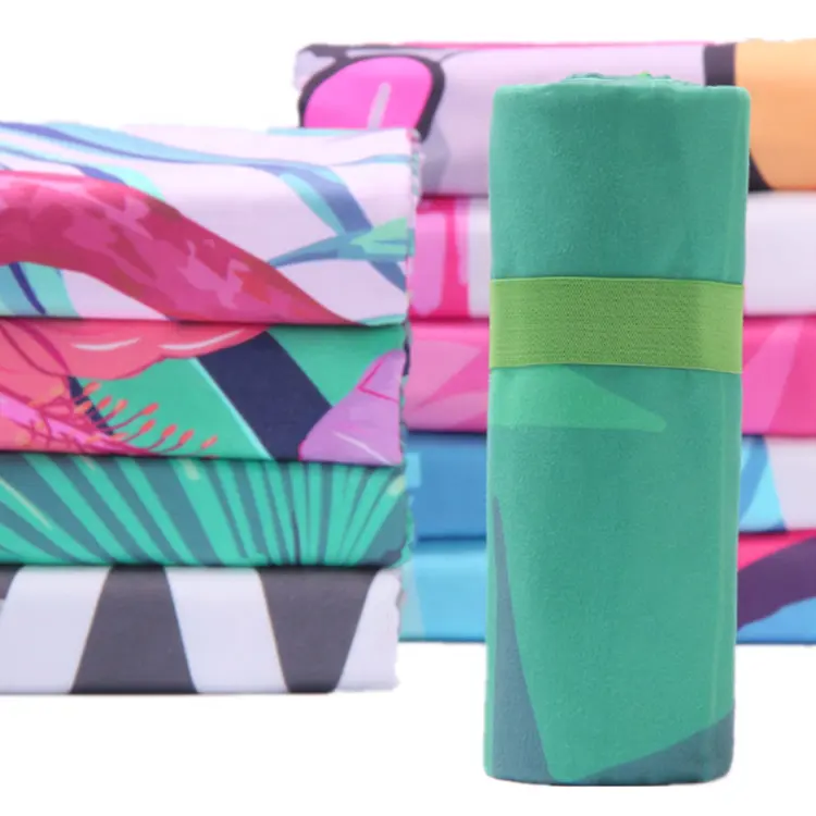 Stile popolare morbido portatile cinturino e borsa in microfibra asciugamano mare personalizzato con Logo personalizzato stampato